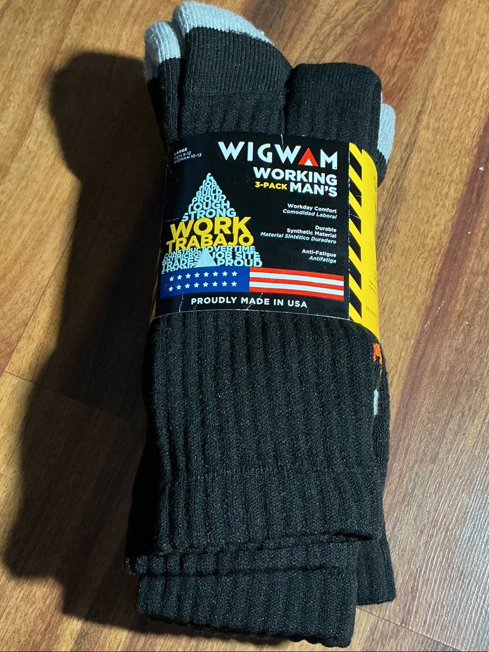Working Men's Black Crew Work Socks - 3 Pack nwt